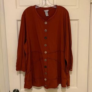 Multiples Burnt Orange Button-Up To